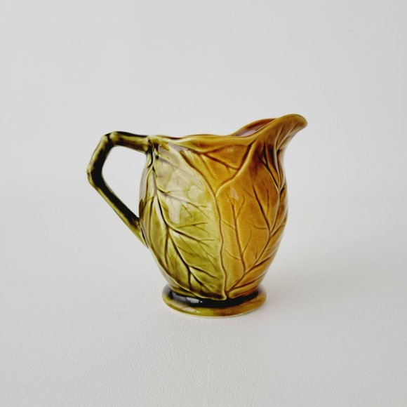 Vintage Royal Winton Grimwades Creamer with Embossed Leaves in Green/Brown Glaze - Picture 4 of 11